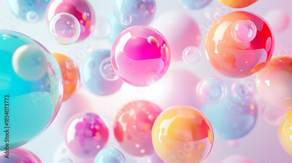 Obraz 透明感の球のビジネス背景イラスト　AI生成画像