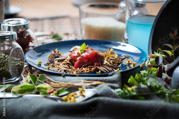 Obraz steak with autume leaves 