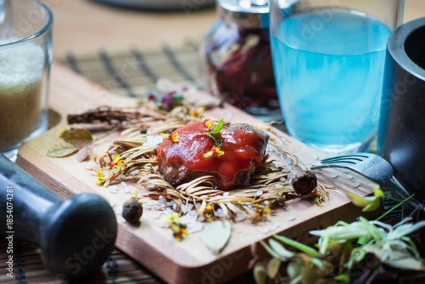 Obraz steak with autume leaves 