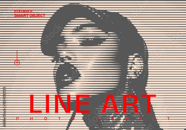 Obraz Halftone Line Print Photo Effect Mockup