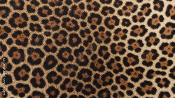 Fototapeta Leopard print pattern with black and brown spots