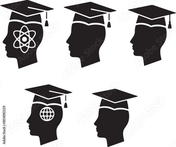 Fototapeta graduation silhouette illustration on white background 