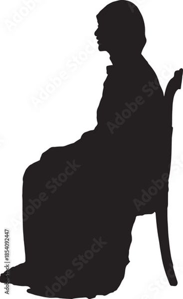 Obraz vector,side view of a silhouette of a woman sitting on chair with her head covered