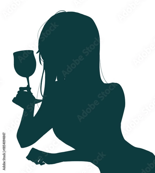 Fototapeta ワイングラスを持った女性　影絵