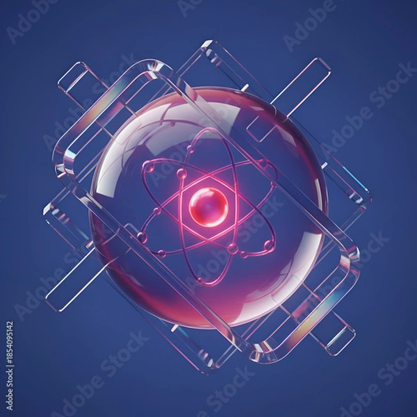 Obraz Abstract Digital Core: Futuristic Geometric Technology Concept