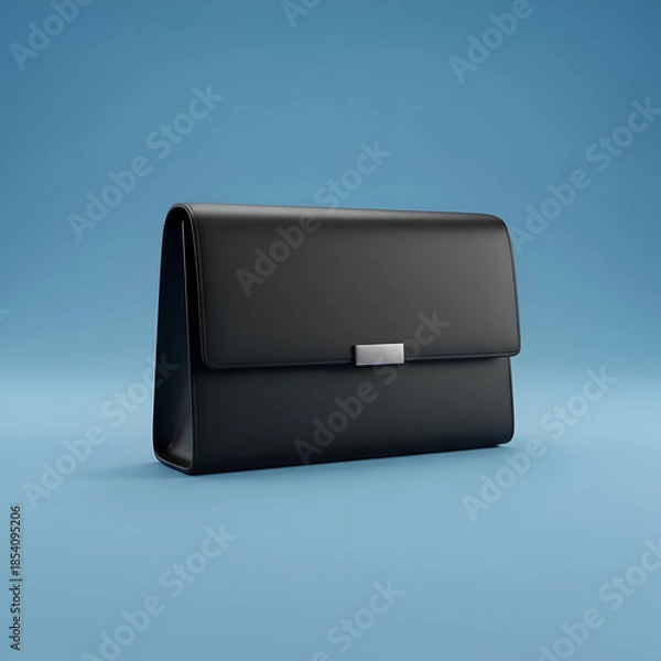 Obraz Black Business Briefcase on Blue Background