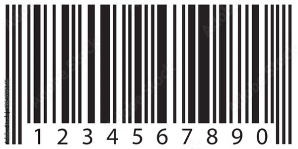 Obraz Simple barcode vector icon with numbers for product identification and scanning.