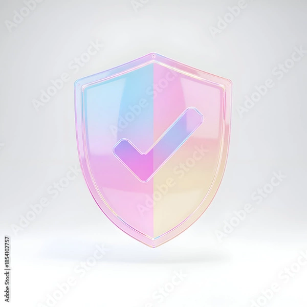 Obraz Iridescent Shield with Checkmark Icon