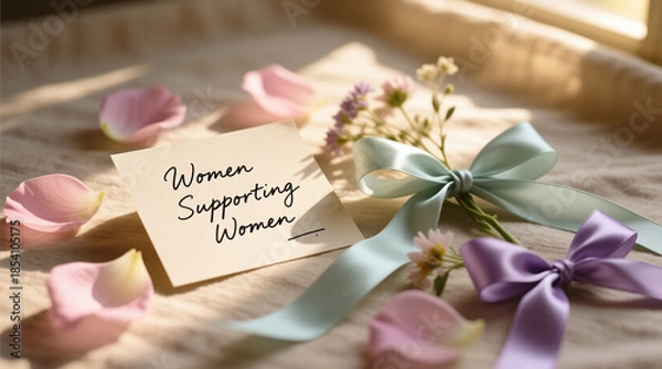 Obraz Women Supporting Women Romantic Handwritten Message Flat Lay