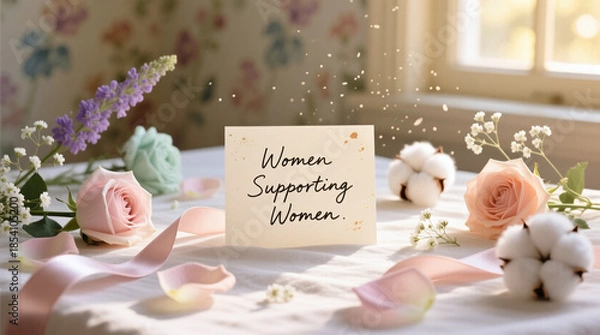 Obraz Women Supporting Women Romantic Handwritten Message Flat Lay