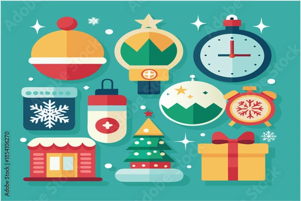 Obraz christmas icons set