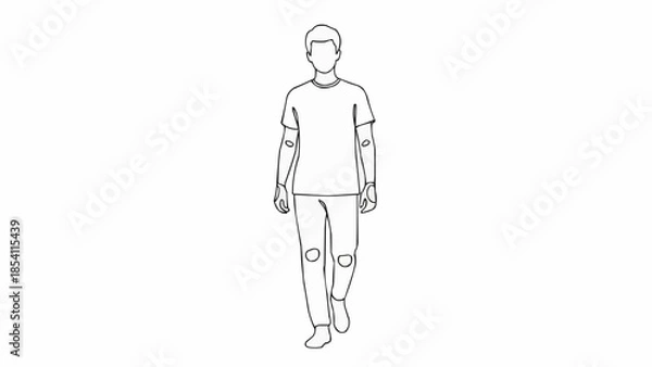 Obraz Simple Line Drawing of a Man Standing.