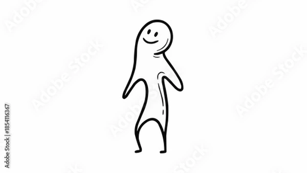 Obraz Simple Stick Figure with Happy Expression.