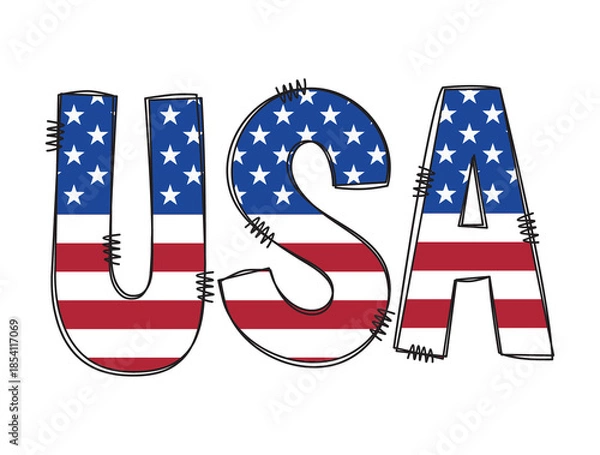 Obraz American flag text