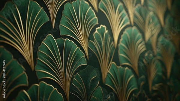 Obraz Art Deco Green and Gold Pattern