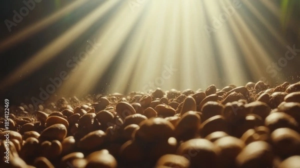 Fototapeta Roasted coffee beans dramatic light and texture