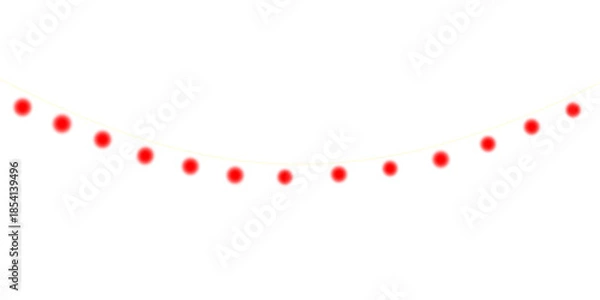 Obraz Red colour string light bulbs on transparent background.