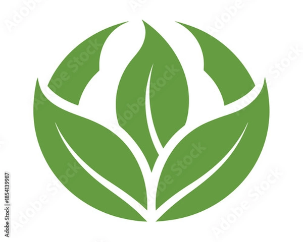 Obraz Green Leaf Design Icon Eco Friendly Nature Symbol Logo Template