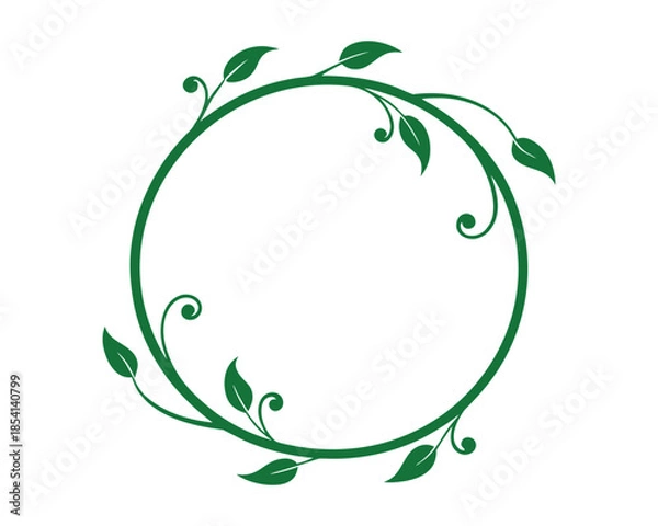 Obraz Green Leafy Wreath Design Decorative Frame for Invitations