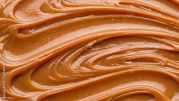 Fototapeta Swirling Smooth Caramel Sauce Texture Close-up dulce de leche toffee