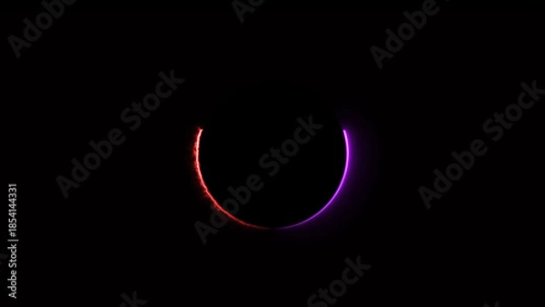 Obraz Abstract glowing neon circle loading shape icon illustration background.