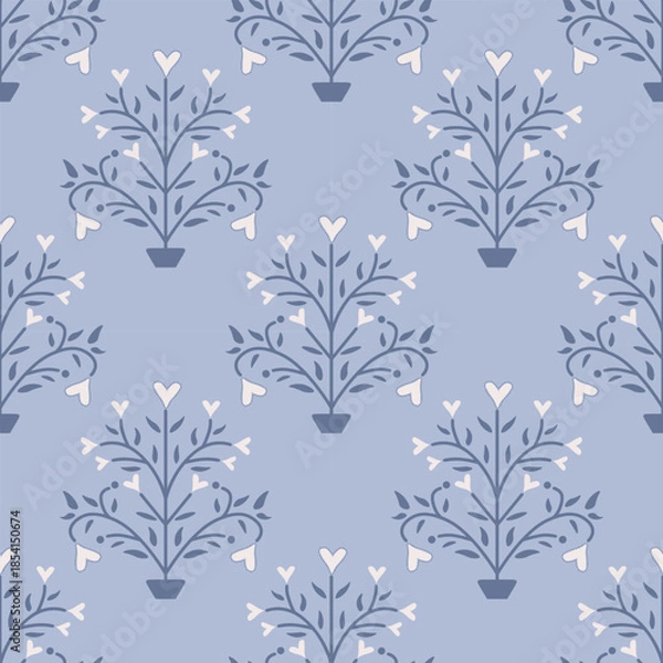 Obraz Seamless floral pattern with hearts