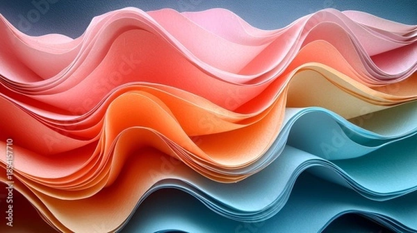 Obraz Abstract wavy pastel paper layers.