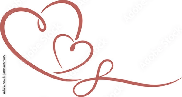 Obraz Interconnected red hearts on white background