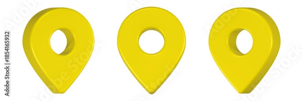 Obraz point location icon 3d render yellow color