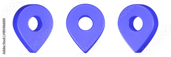 Obraz point location icon 3d render blue color