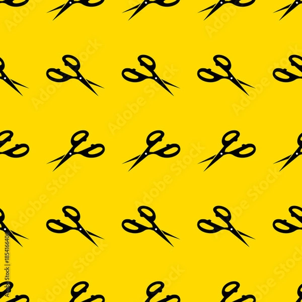 Obraz scissors seamless pattern with yellow background design vector