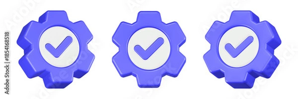 Obraz checklist icon 3d render blue gear 