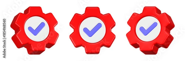 Obraz checklist icon 3d render red gear