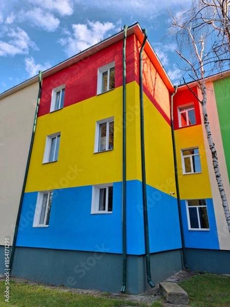 Obraz Many-coloured facade of school building