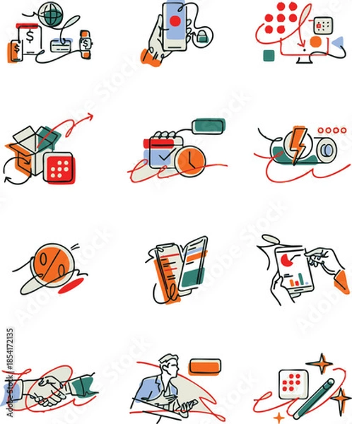Obraz Business icon set with abstract vector design