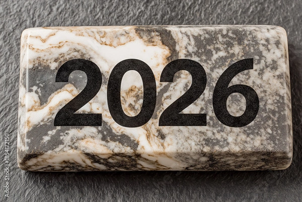 Obraz 2026 タイポグラフィ×大理石模様のスタイリッシュ背景