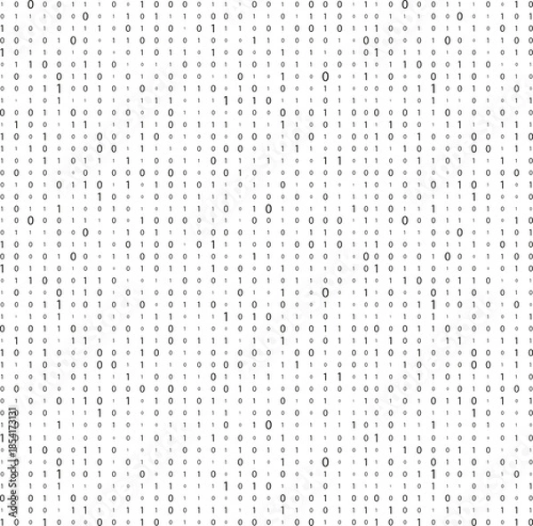 Fototapeta A background with vertically falling rows of 0 and 1 numbers. Matrix. Digital code or computer data flow. High-tech transmission.