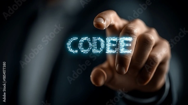 Fototapeta Touching digital code interface