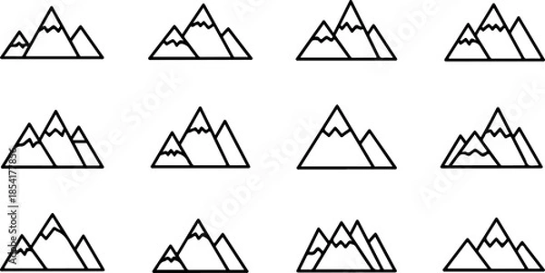 Obraz Mountain Peak Silhouette Collection Set