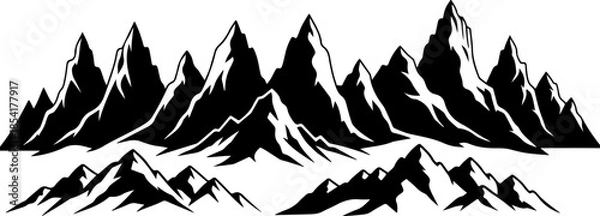 Obraz Mountain Peak Silhouette Collection Set