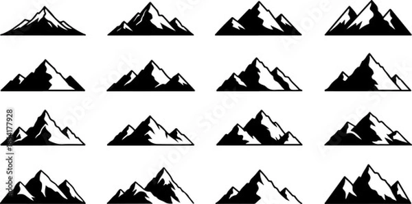 Obraz Mountain Peak Silhouette Collection Set