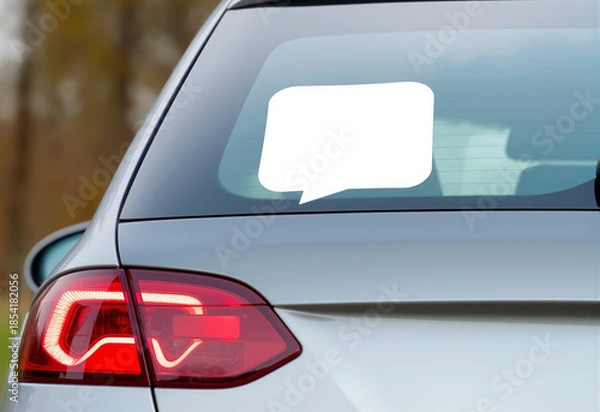 Fototapeta Blank white rectangle sticker on car window, ai generated