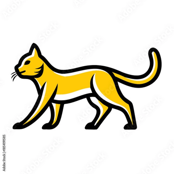 Obraz Walking cat vector illustration, isolated on white