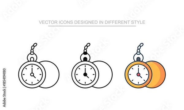 Obraz Pocket Watch icon set in different style with white background illustration