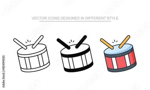 Obraz Drum vector icon stock isolated on white sheet