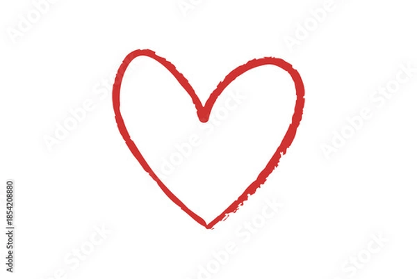 Obraz Simple red heart shape sketch doodle Design