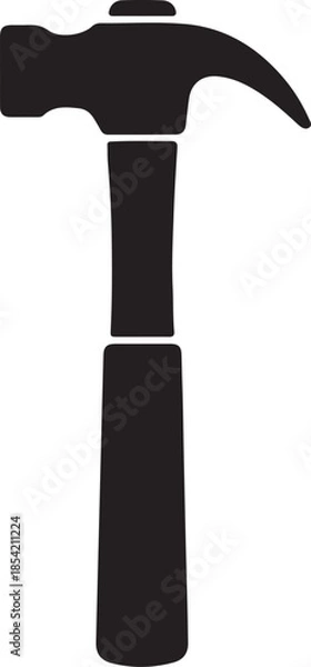 Obraz Black Silhouette of a Hammer Tool for Construction Work