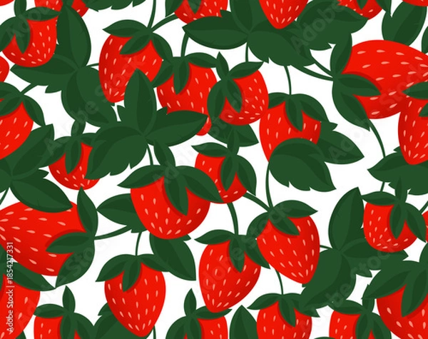 Obraz Seamless strawberry pattern design. Fruit pattern background.