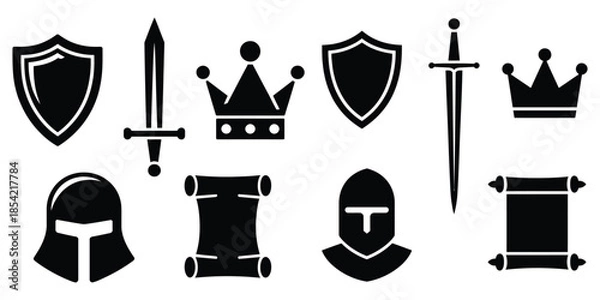 Obraz shield and swords vector icon illustration