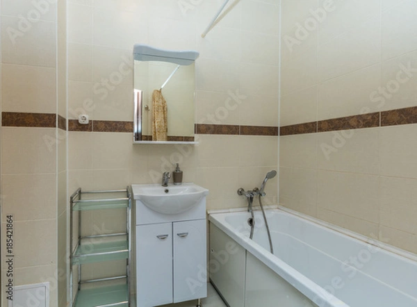 Fototapeta Small beige bathroom